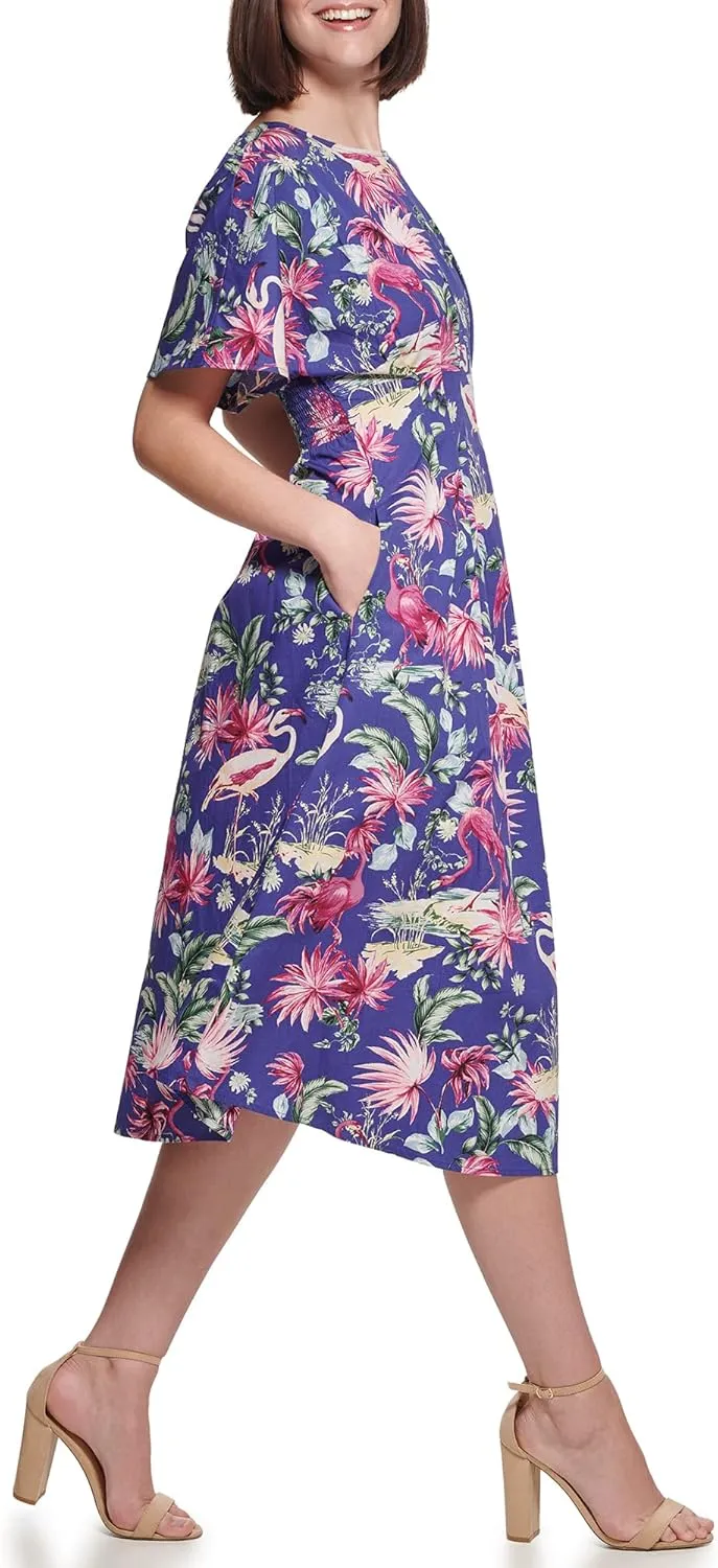 kensie Women's Shortsleeve Fit & Flare Midi Dress