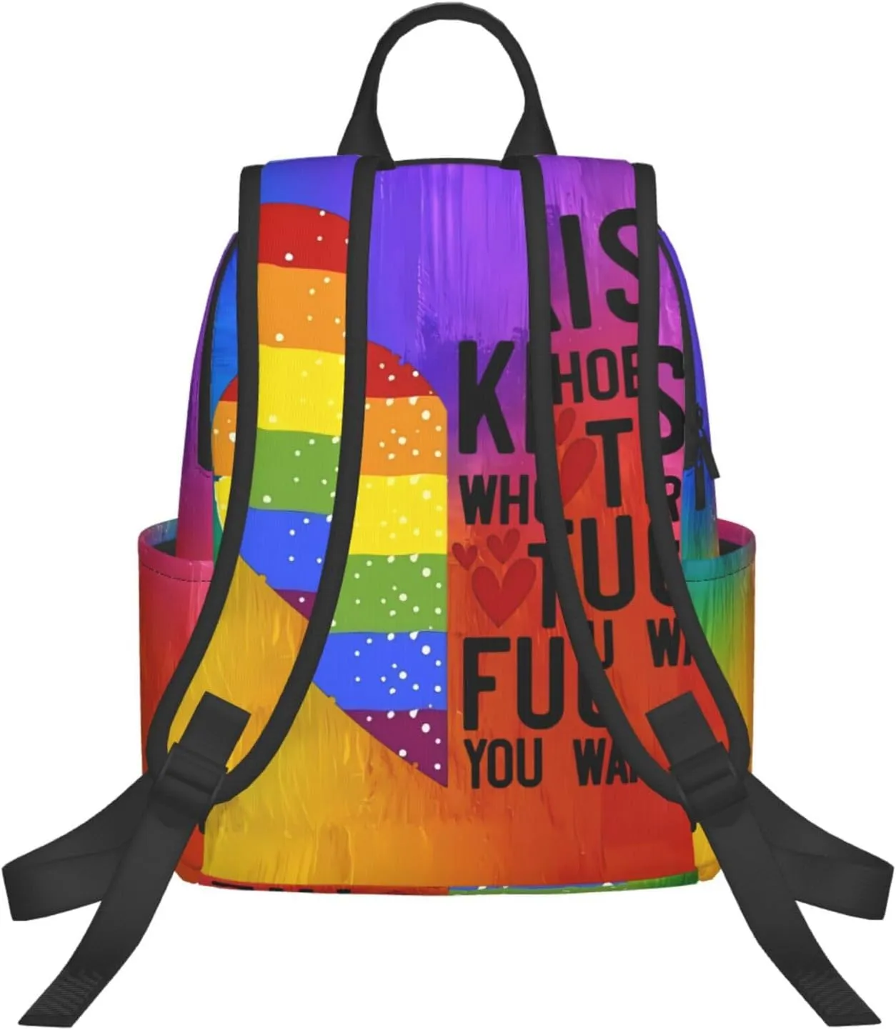 Kiss Whoever The Fuck You Want LGBT Rainbow Gay Pride Heart Travel Laptop Backpack Casual Backpacks Double Shoulder Daypack Notebook Rucksack Work Bags Sports Bag for Hiking Camping Beach