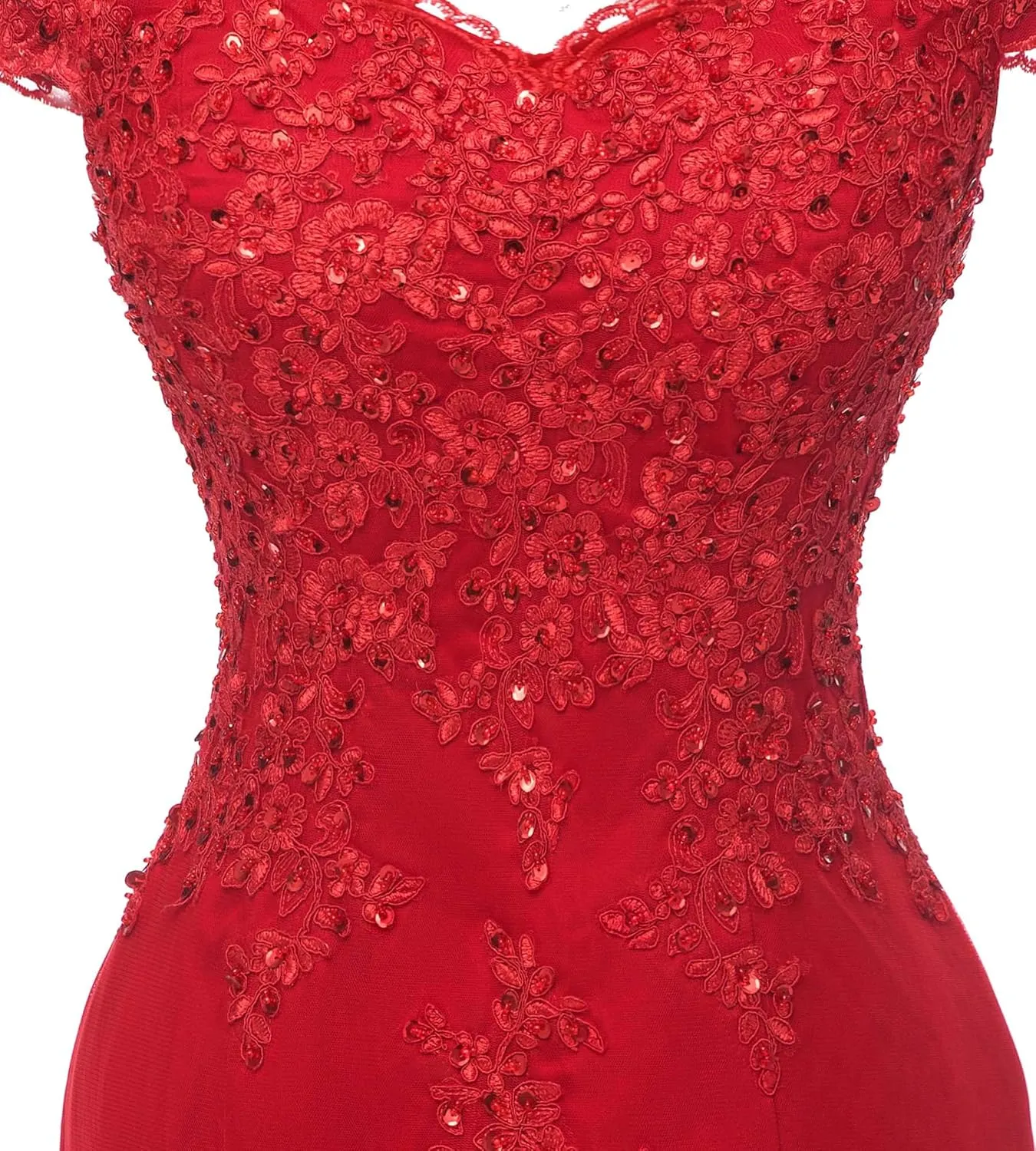 Kivary Off Shoulder Mermaid Long Lace Beaded Prom Dress Corset Evening Gowns