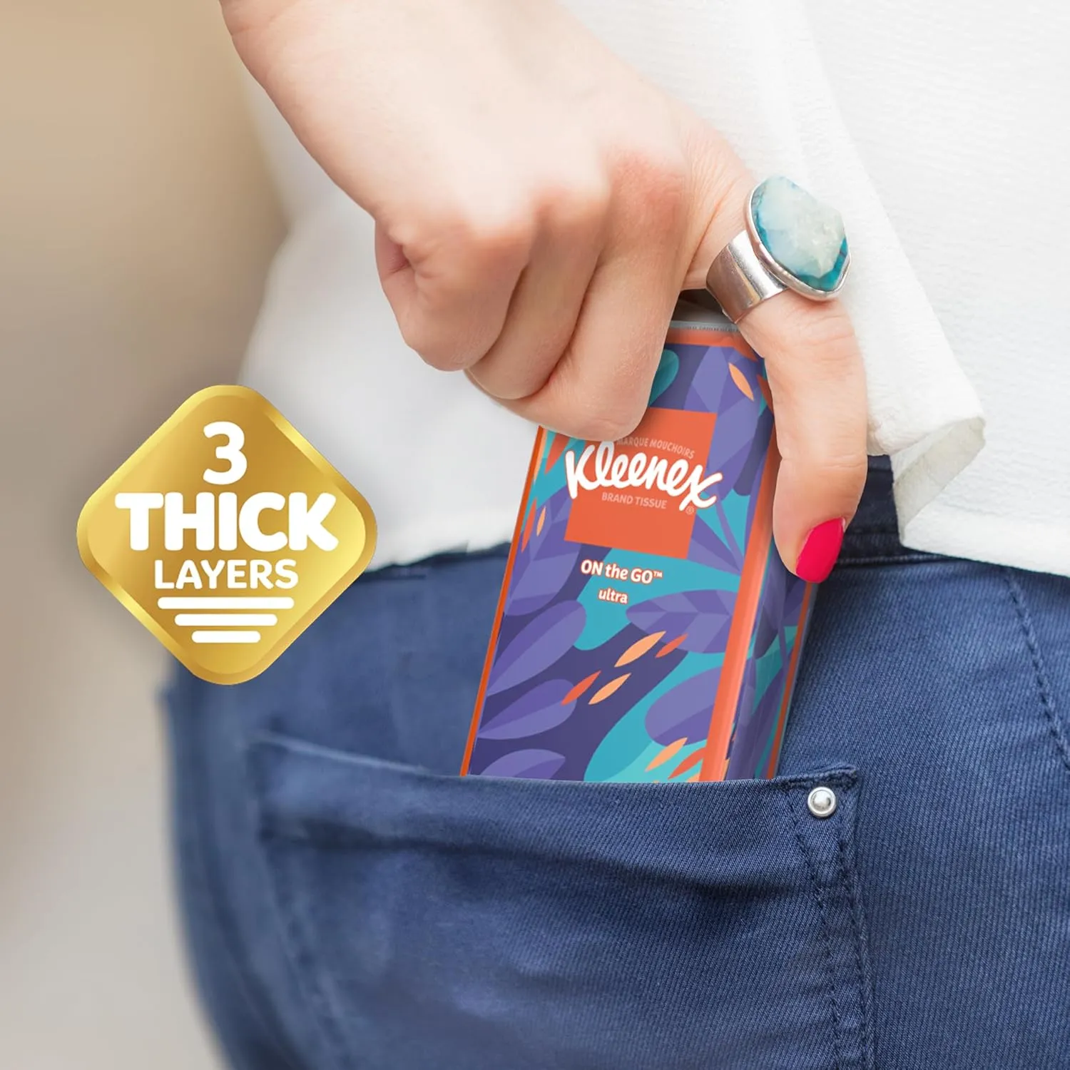 Kleenex On-The-Go Facial Tissues, 72 On-The-Go Packs (3 Trays of 24 Packs), 10 Tissues per Box (720 Total), 3-Ply, Packaging May Vary