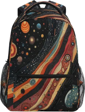 KLL Backpacks for Men Women Waterproof Travel Laptop Backpack with Chest Strap for Business Work College Travel Trip Colorful Space Planets and Earth