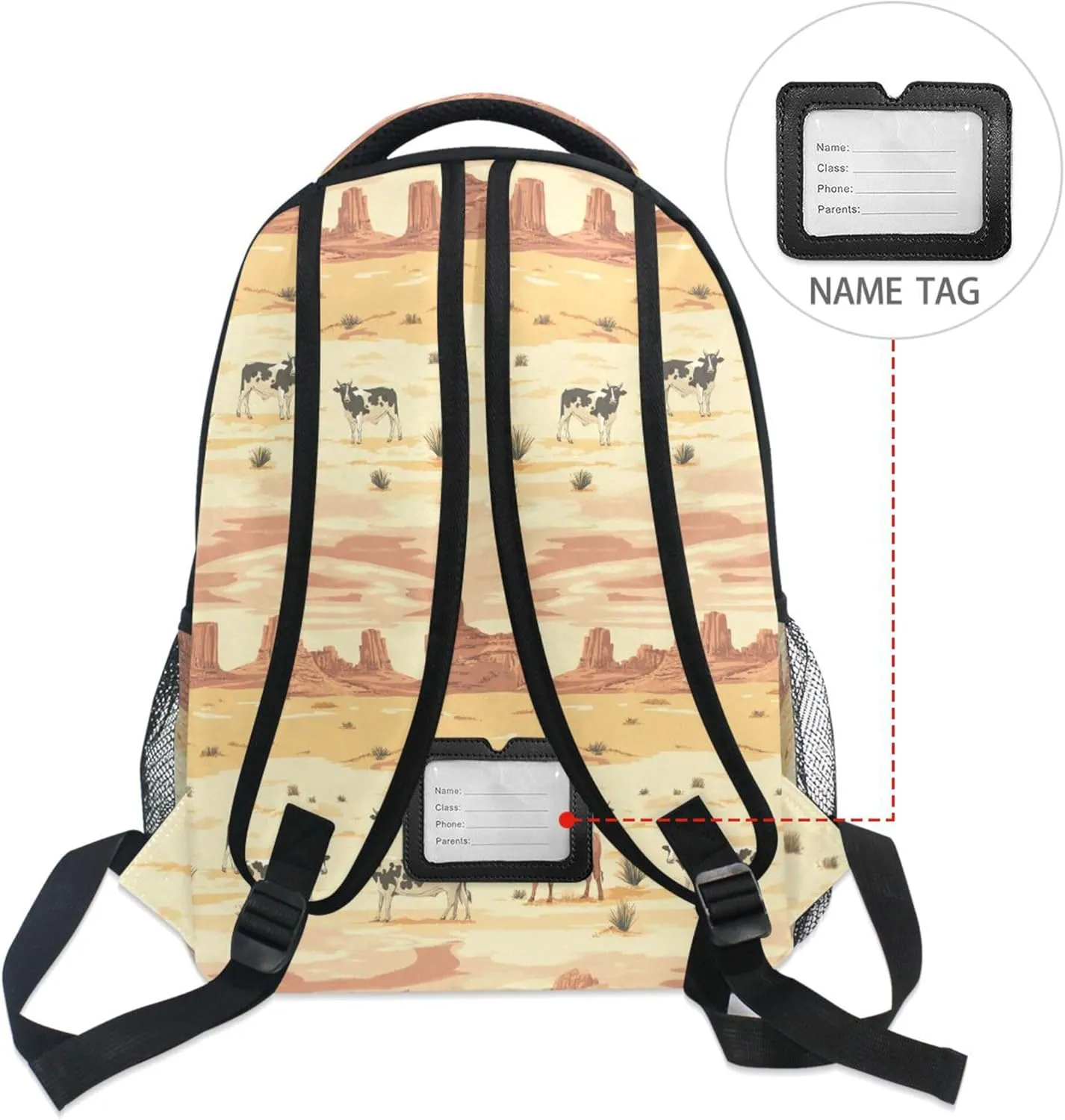 KLL Backpacks for Teacher Nurse Fashion Stylish Travel Bags with Chest Strap for Business Work College Travel Trip Western Cowboy Cow Vast Desert