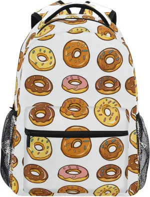 KLL Backpacks for Teens Boys Girls Fashion College School Computer Bag with Chest Strap for Travel Trip Donuts