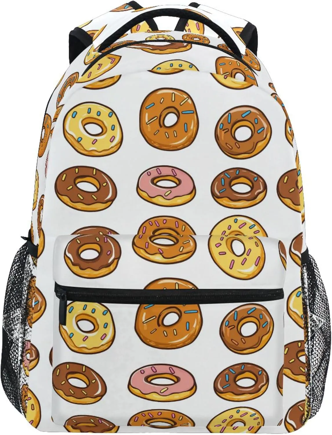 KLL Backpacks for Teens Boys Girls Fashion College School Computer Bag with Chest Strap for Travel Trip Donuts