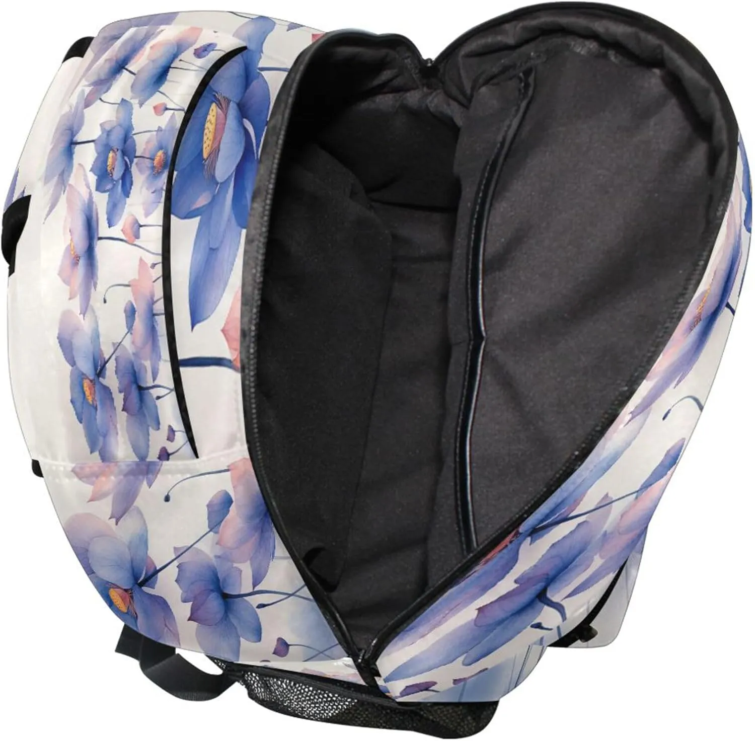 KLL Cool Backpacks for Women Men Waterproof School Bag with Chest Strap for Business Work College Travel Trip Pale Blue flower Flowers