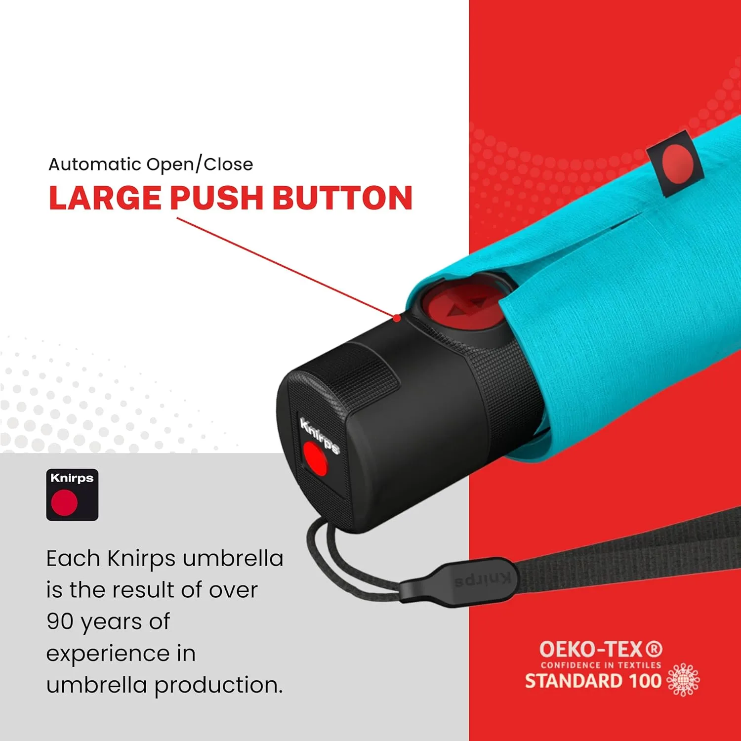 Knirps U.200 Ultra Light Duomatic Automatic Open Rain Umbrella - Compact Windproof Travel Umbrella for Adults - 97cm Diameter Retractable With Carrying Case