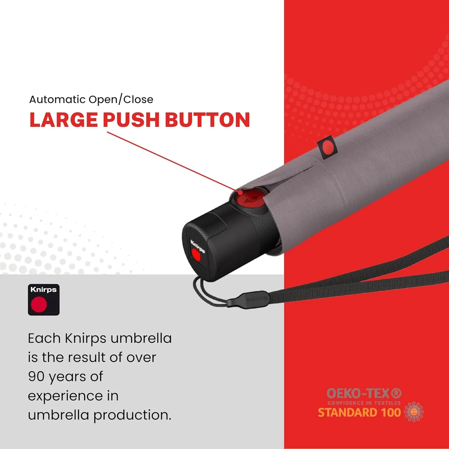 Knirps U.200 Ultra Light Duomatic Automatic Open Rain Umbrella - Compact Windproof Travel Umbrella for Adults - 97cm Diameter Retractable With Carrying Case