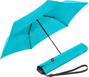 Knirps Ultra Light Slim Manual Open Rain Umbrella - Compact Travel Umbrella for Adults - Windproof, 90cm Diameter, Retractable with Carrying Case