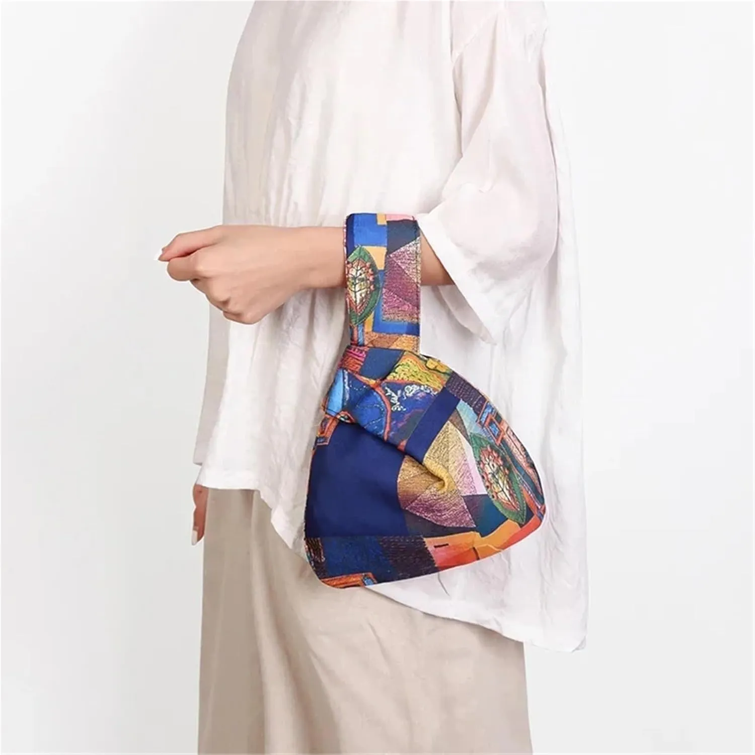 Knot Wrist Bag Mini Portable Knot Wrist Bag Shopping Bags Women Handle Simple Purse Phone Key Pouch