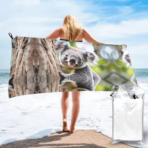 Koala Premium Compact Microfiber Travel Towel-Featherlight & Quick Dry,Sand-Resistant Beach Towel for Swimming,Camping,Vacation Essentials with Carry Pouch