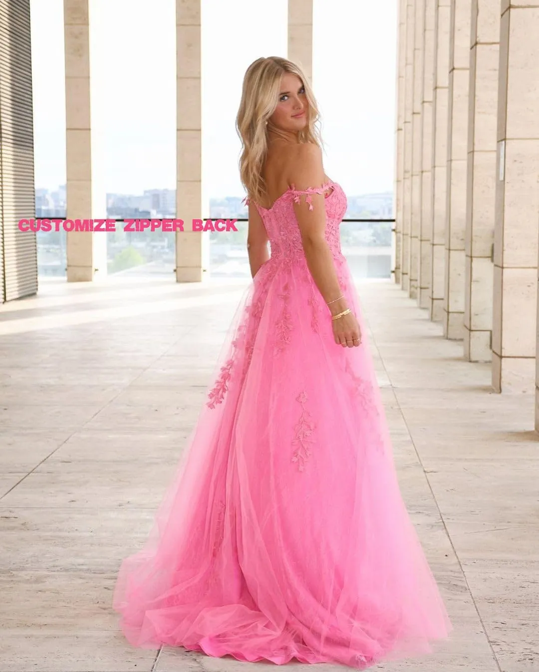 Lace Appliques Prom Dresses for Women Tulle Wedding Dress Long Ball Gown Homecoming Dresses with Split