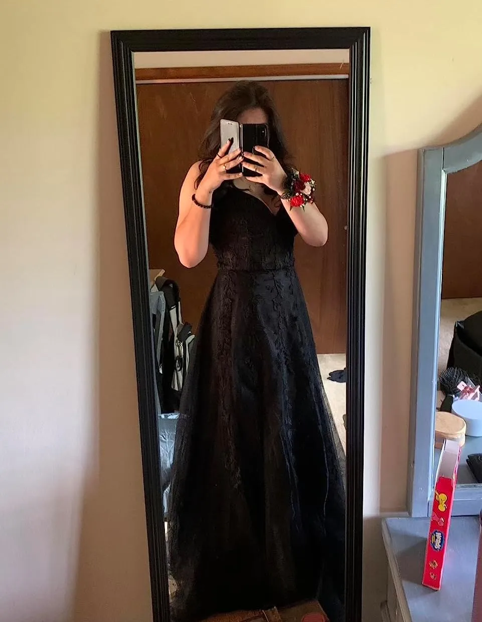 Lace Appliques Prom Dresses for Women Tulle Wedding Dress Long Ball Gown Homecoming Dresses with Split
