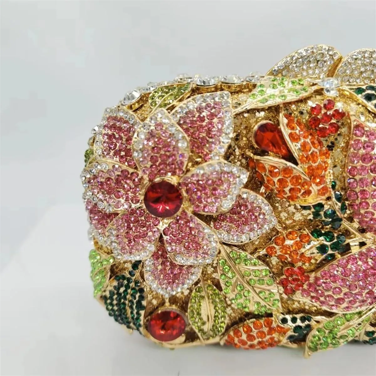Ladies Crystal Evening Bag Flower Luxury Rhinestone Clutch Bags Diamond Party Wedding Handbag Sparkle Party Purse