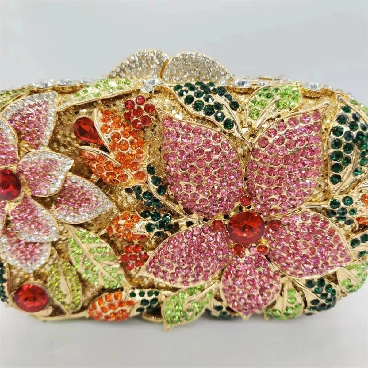 Ladies Crystal Evening Bag Flower Luxury Rhinestone Clutch Bags Diamond Party Wedding Handbag Sparkle Party Purse