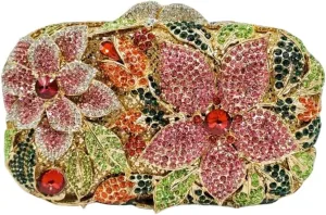 Ladies Crystal Evening Bag Flower Luxury Rhinestone Clutch Bags Diamond Party Wedding Handbag Sparkle Party Purse