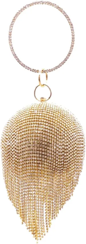 Lanpet Women Round Ball Crystal Evening Clutch Purse Tassel Wedding Party Handbags