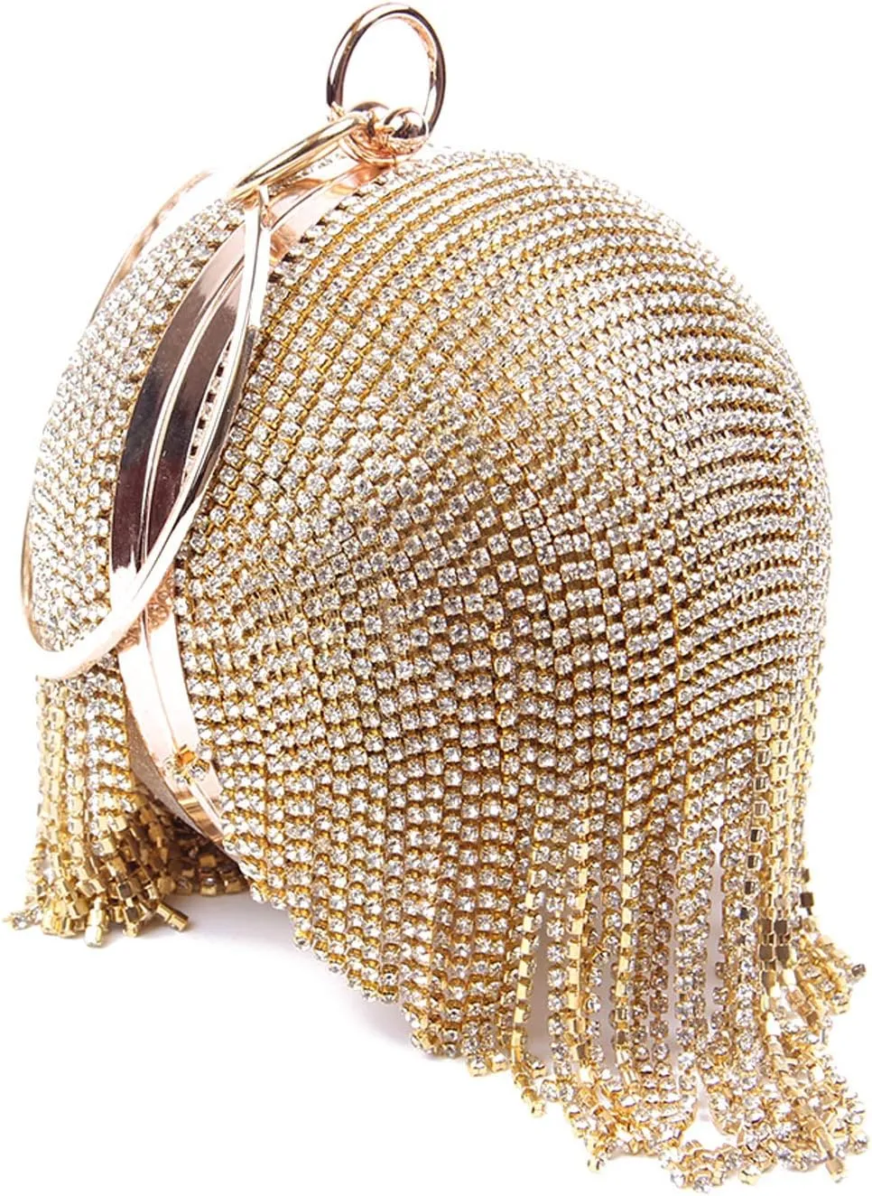 Lanpet Women Round Ball Crystal Evening Clutch Purse Tassel Wedding Party Handbags