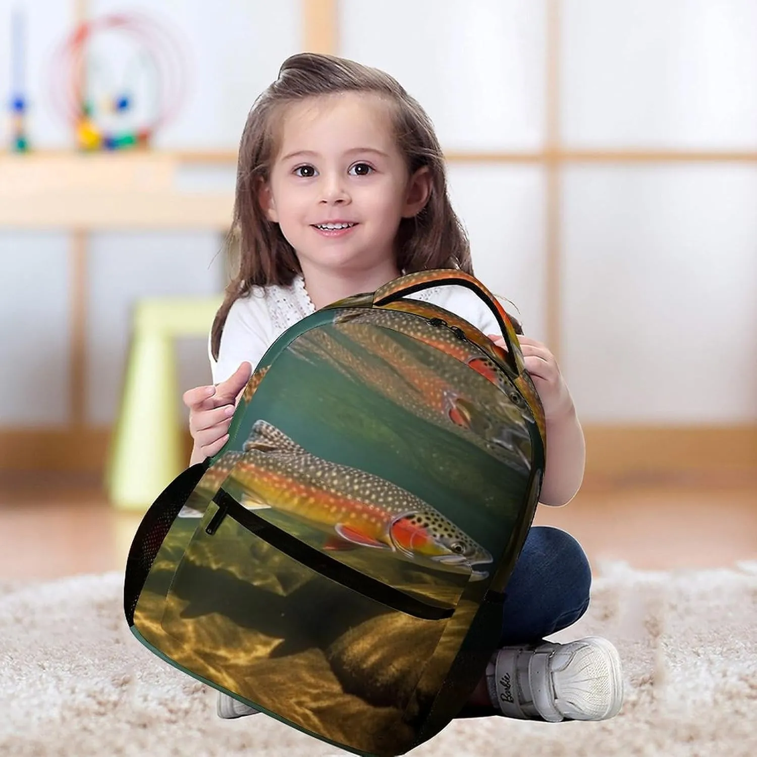 Laptop Backpack for Travel Daypack Computer Bag Work Brook Trout Fly Fishing Back Pack Nurse Bag for Hiking