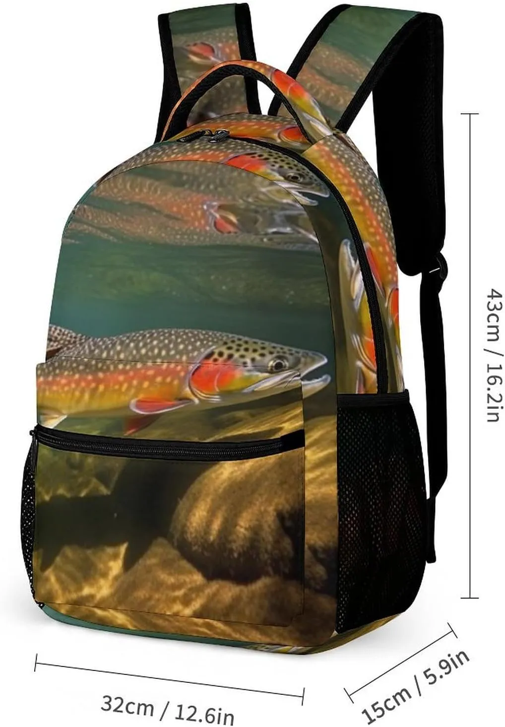 Laptop Backpack for Travel Daypack Computer Bag Work Brook Trout Fly Fishing Back Pack Nurse Bag for Hiking