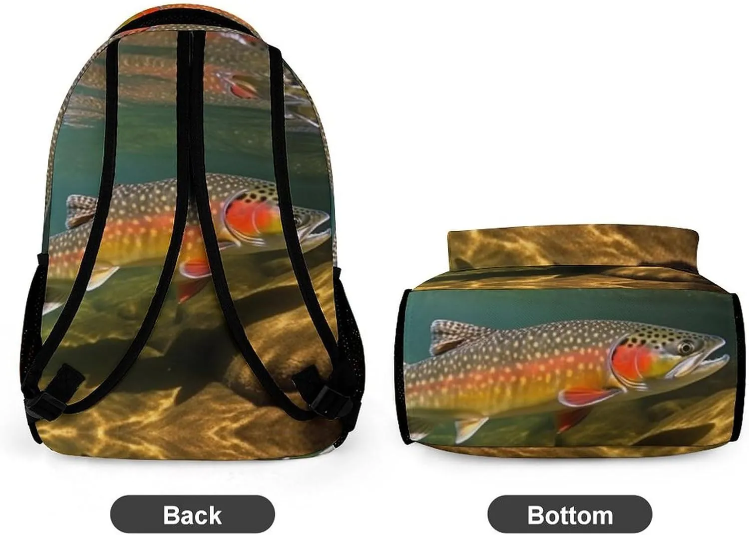 Laptop Backpack for Travel Daypack Computer Bag Work Brook Trout Fly Fishing Back Pack Nurse Bag for Hiking