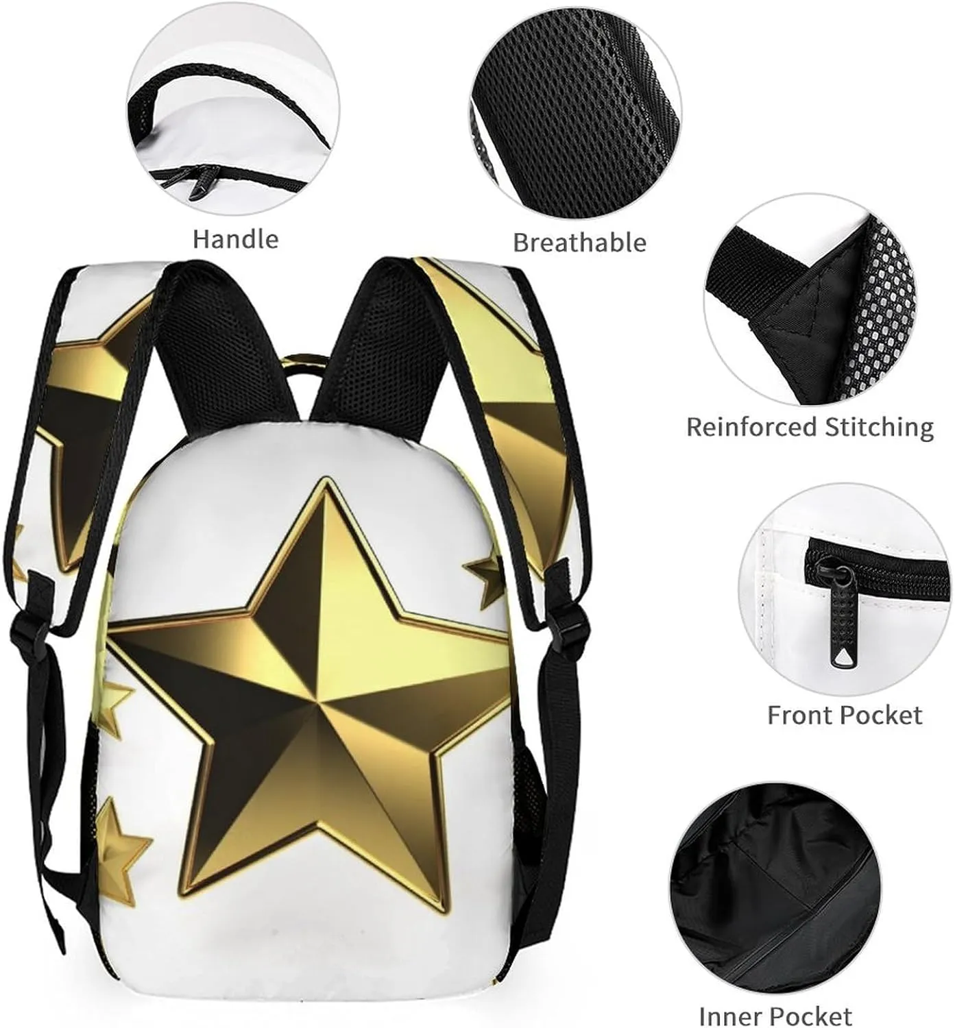 Laptop Backpack for Travel Daypack Computer Bag Work Gold Star Back Pack Nurse Bag for Hiking