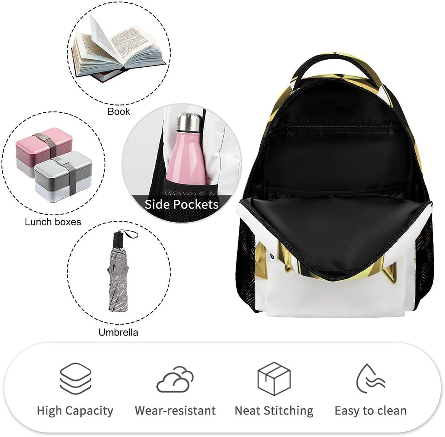 Laptop Backpack for Travel Daypack Computer Bag Work Gold Star Back Pack Nurse Bag for Hiking