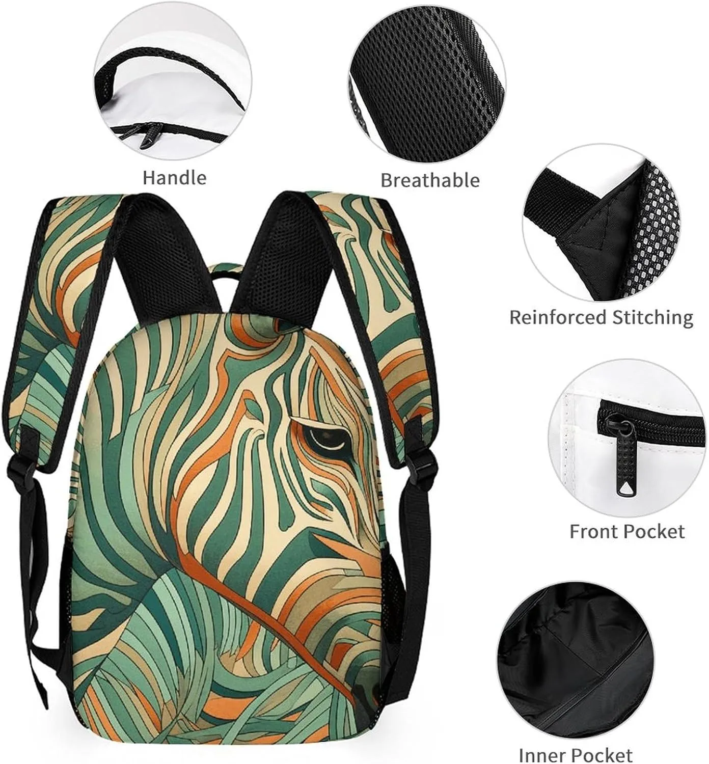 Laptop Backpack for Travel Daypack Computer Bag Work Green Decorative Pattern Back Pack Nurse Bag for Hiking