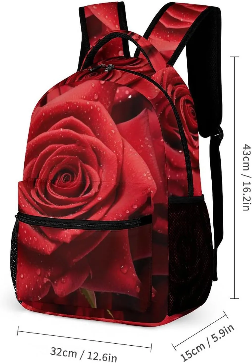 Laptop Backpack for Travel Daypack Computer Bag Work Red Rose Back Pack Nurse Bag for Hiking