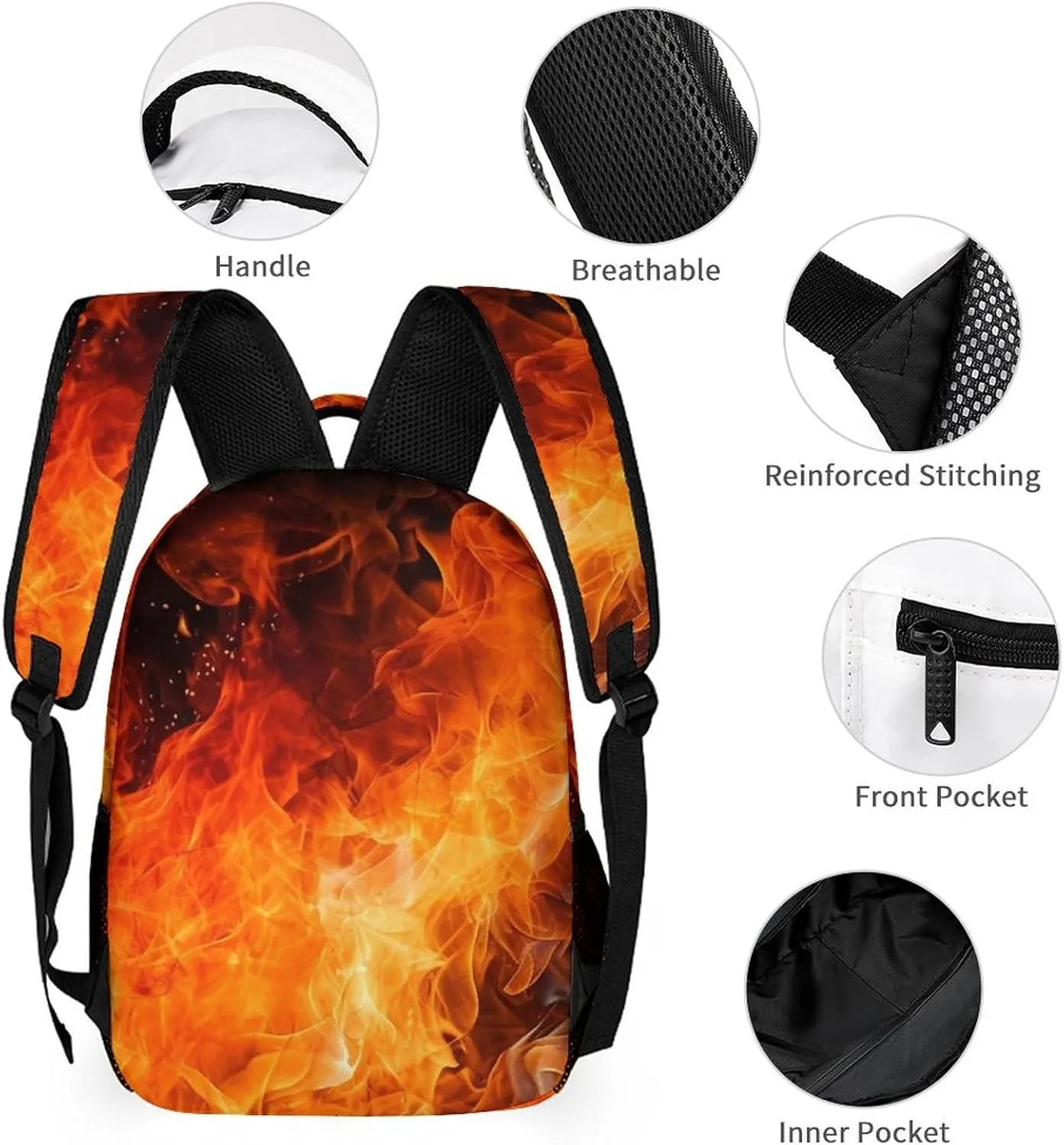 Laptop Backpack for Travel Daypack Computer Bag Work Roaring Flame Back Pack Nurse Bag for Hiking