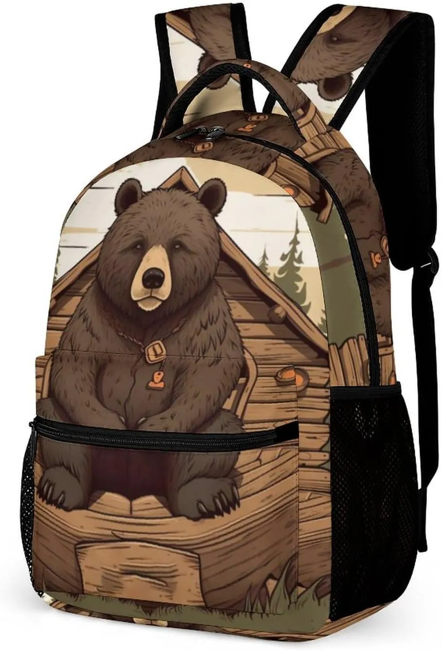 Laptop Backpack for Travel Daypack Computer Bag Work Rustic Lodge Bear Back Pack Nurse Bag for Hiking