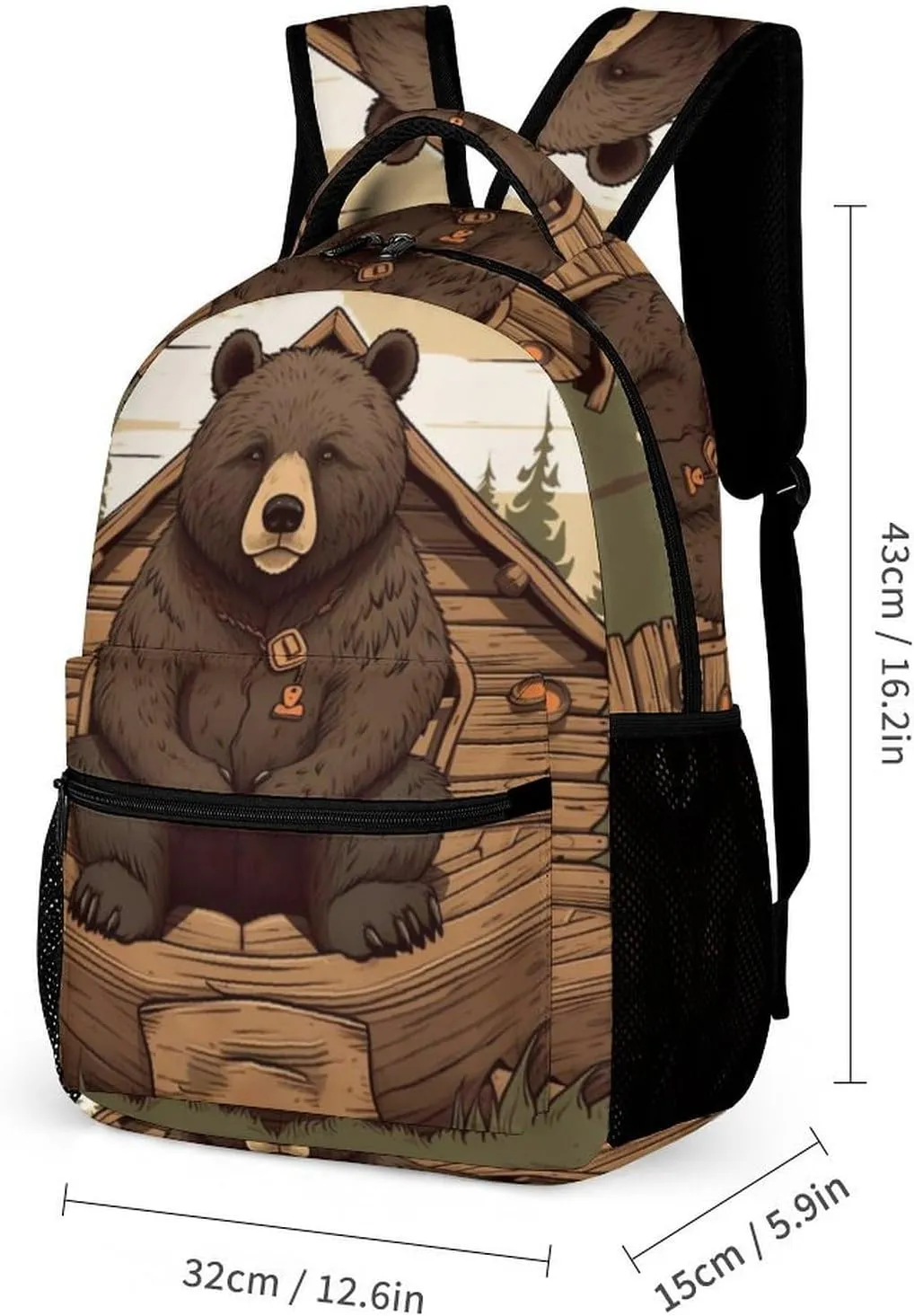 Laptop Backpack for Travel Daypack Computer Bag Work Rustic Lodge Bear Back Pack Nurse Bag for Hiking