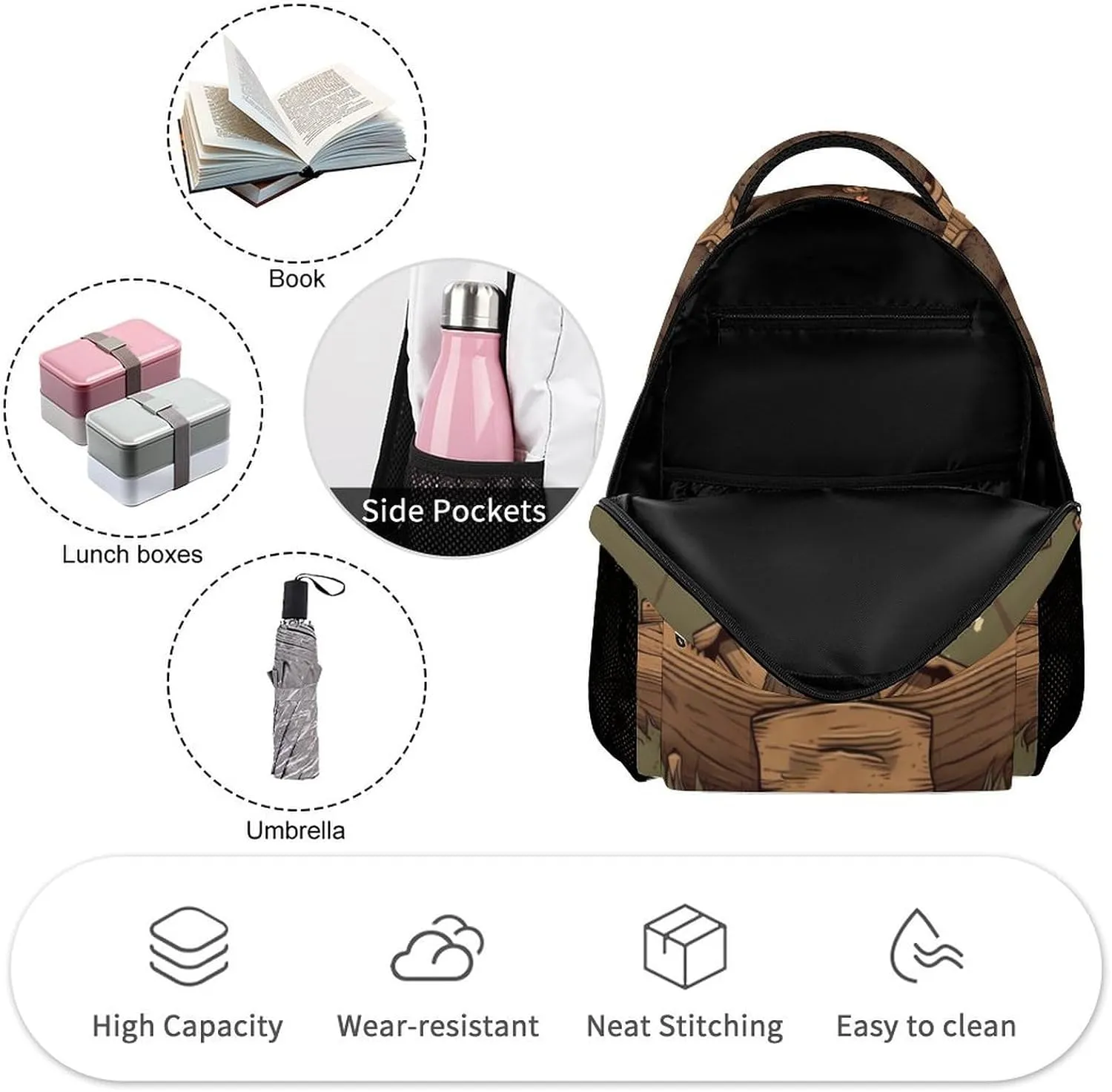 Laptop Backpack for Travel Daypack Computer Bag Work Rustic Lodge Bear Back Pack Nurse Bag for Hiking