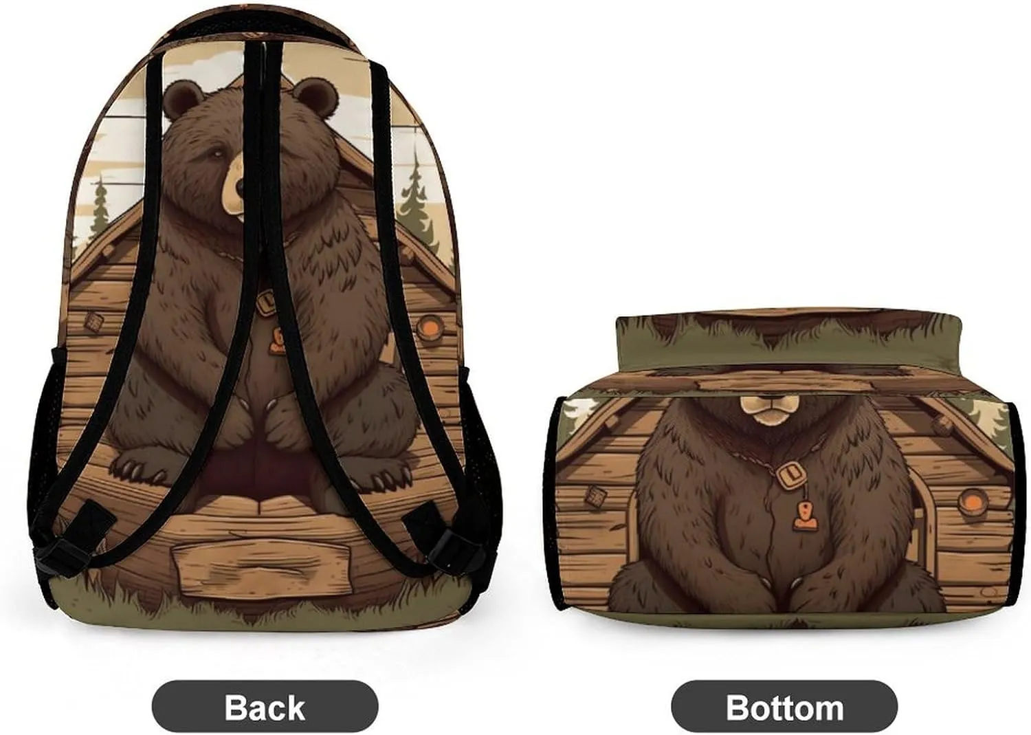 Laptop Backpack for Travel Daypack Computer Bag Work Rustic Lodge Bear Back Pack Nurse Bag for Hiking