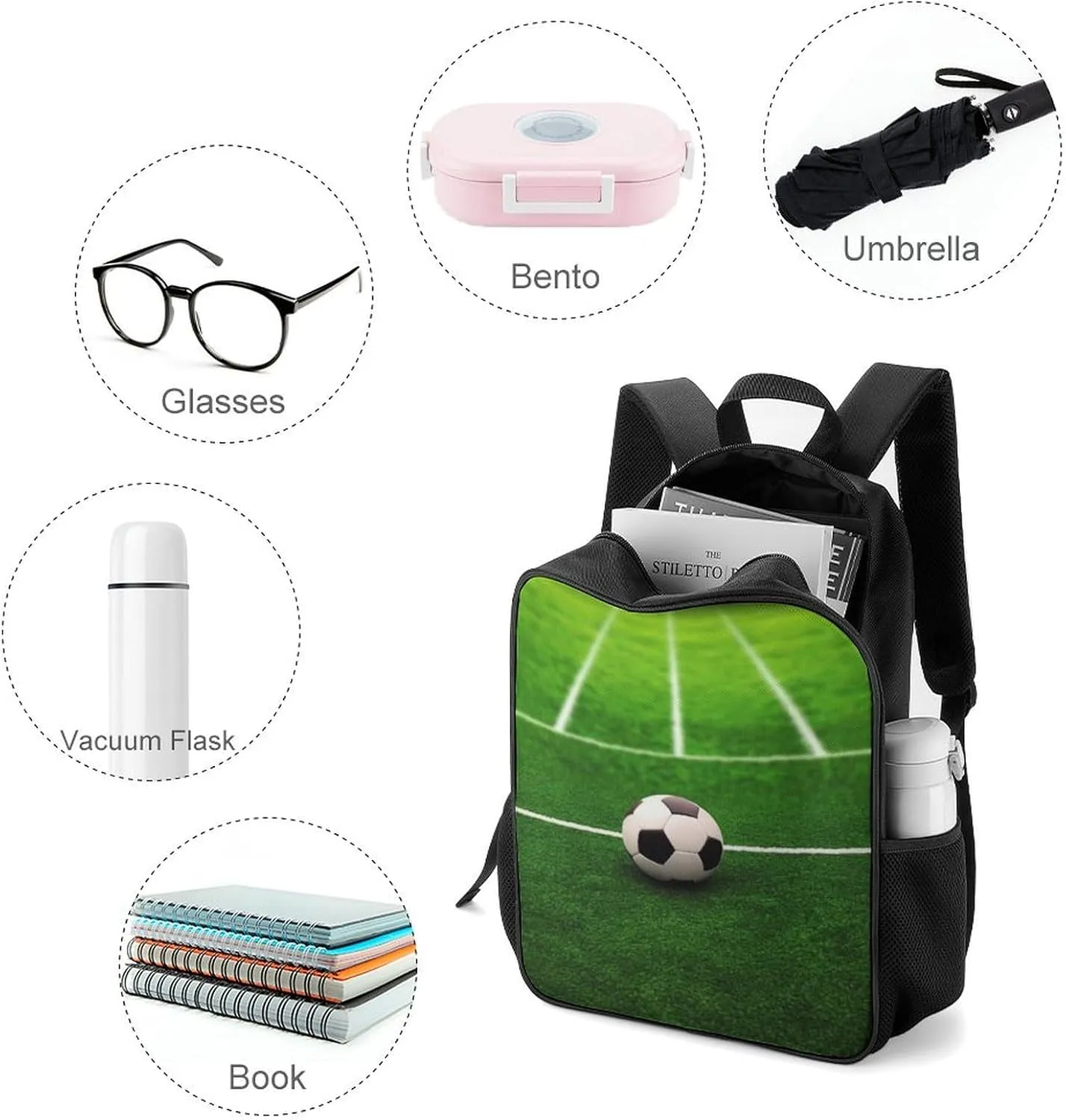 Laptop Backpack for Travel Daypack Grass Field Soccer Playground Computer Bag Work Back Pack Laptop Bag Casual Nurse Bag