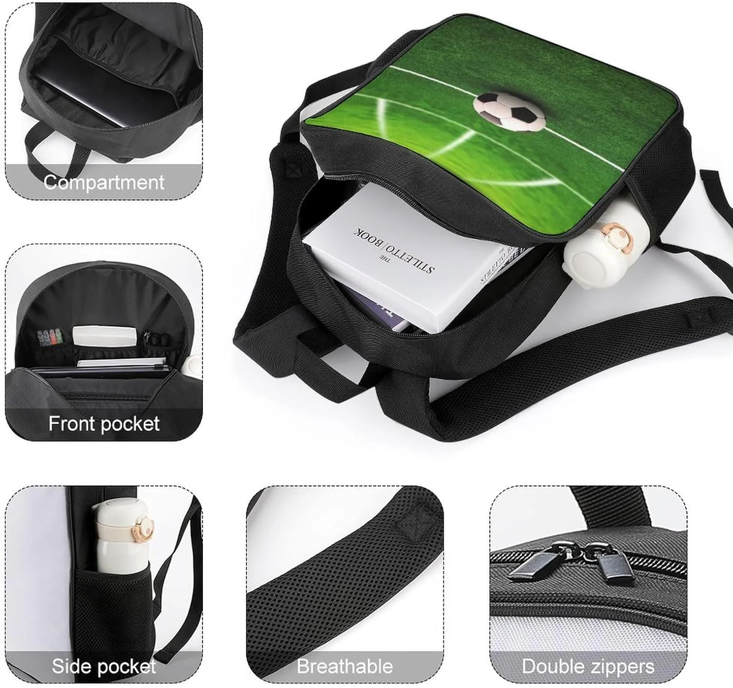 Laptop Backpack for Travel Daypack Grass Field Soccer Playground Computer Bag Work Back Pack Laptop Bag Casual Nurse Bag