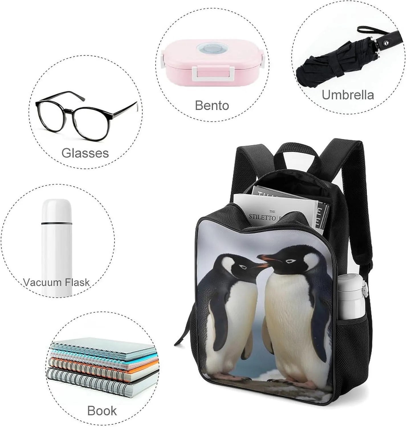 Laptop Backpack for Travel Daypack I Love Penguins Computer Bag Work Back Pack Laptop Bag Casual Nurse Bag