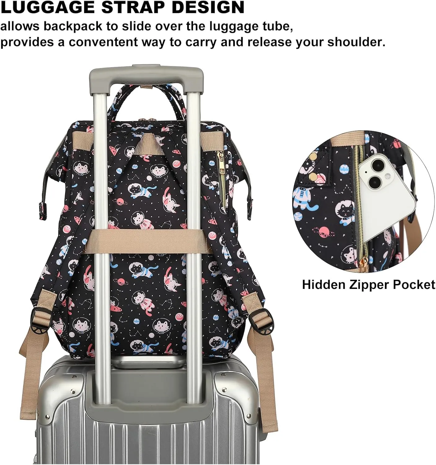 Laptop Backpack for Women, College Bookbag School Backpack Work Business Travel 15.6 Inch Computer Backpacks (Cat)