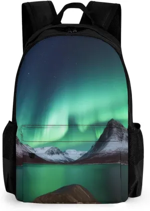 Laptop Backpack for Women Men Daypack Aurora Borealis Backpacks Computer Bag Travel Laptop Bag Casual Work Bag, 42x30.5cm, XB0604116