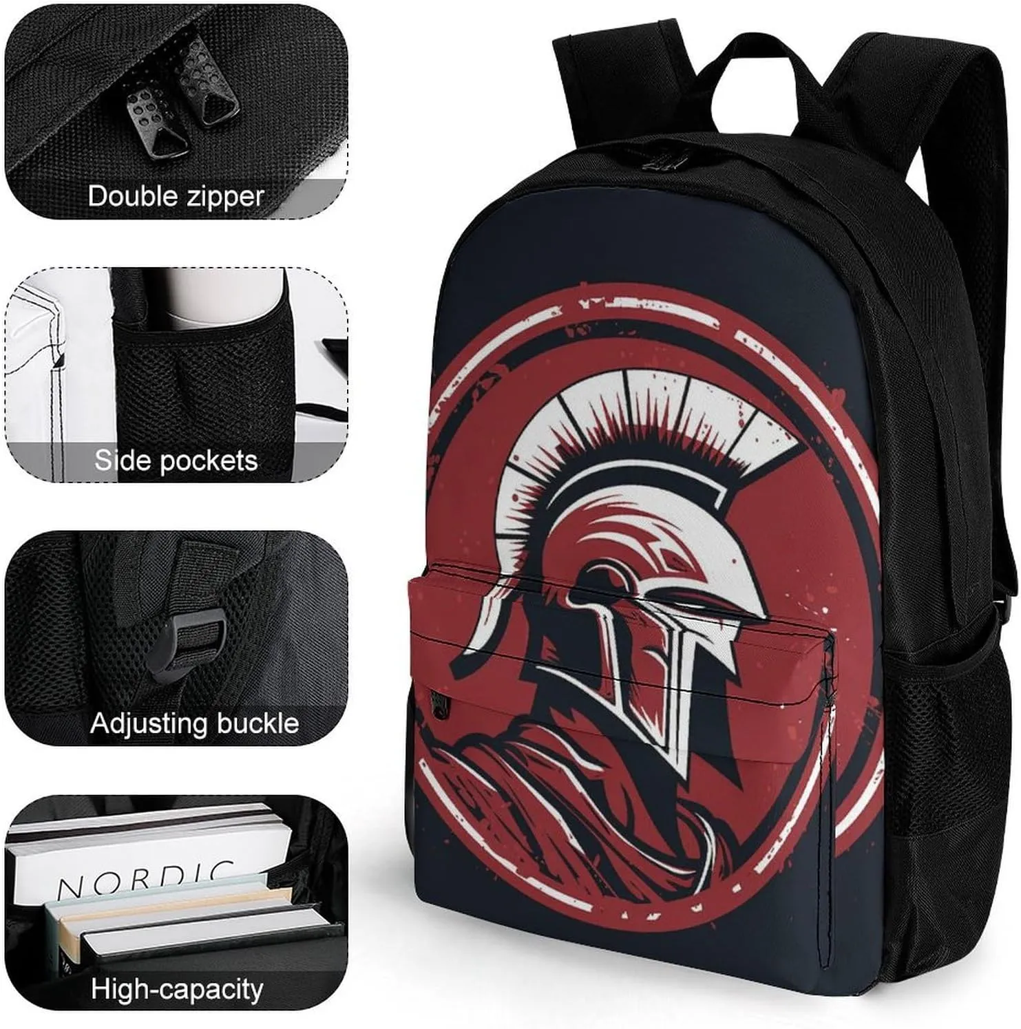 Laptop Backpack for Women Men Daypack Red Spartan Helmet Backpacks Computer Bag Travel Laptop Bag Casual Work Bag