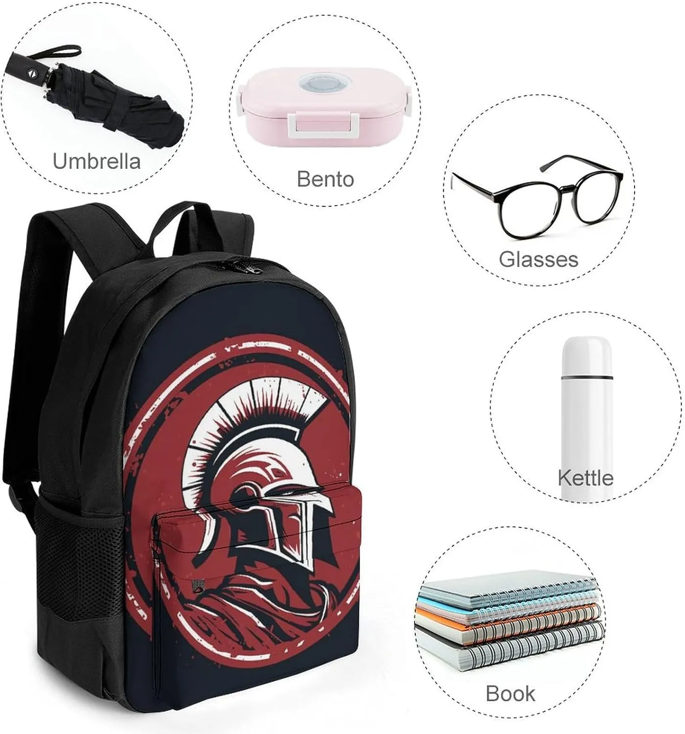 Laptop Backpack for Women Men Daypack Red Spartan Helmet Backpacks Computer Bag Travel Laptop Bag Casual Work Bag
