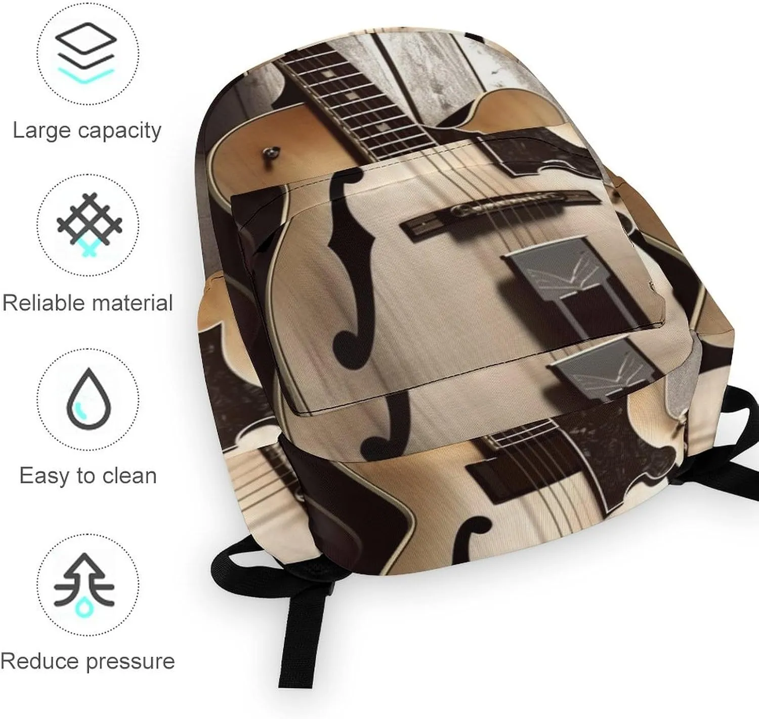 Laptop Backpack for Women Men Daypack Waterproof Guitar Pictures Computer Bag Business Work Bag for Travel