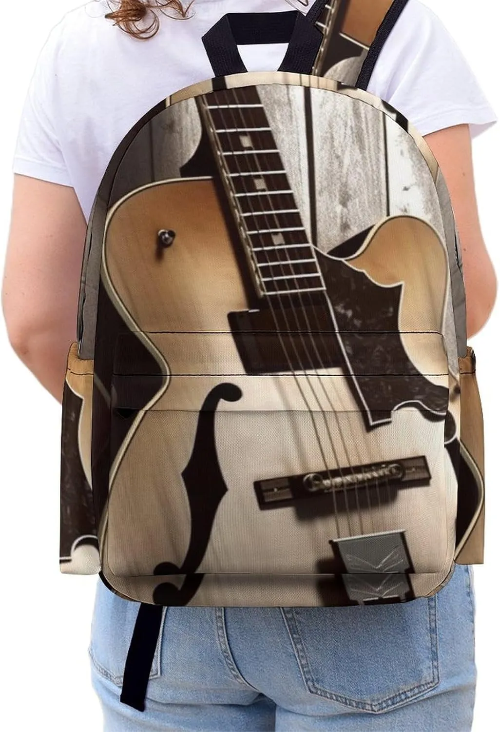 Laptop Backpack for Women Men Daypack Waterproof Guitar Pictures Computer Bag Business Work Bag for Travel