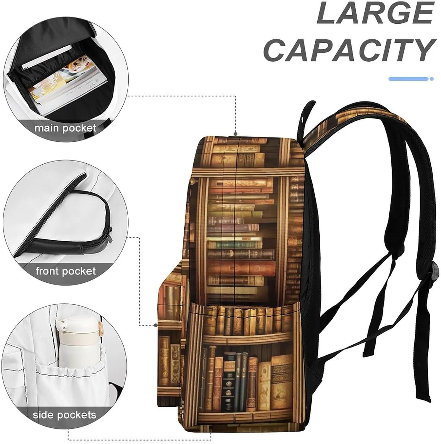 Laptop Backpack for Women Men Daypack Waterproof Library Bookshelf Book Computer Bag Business Work Bag for Travel