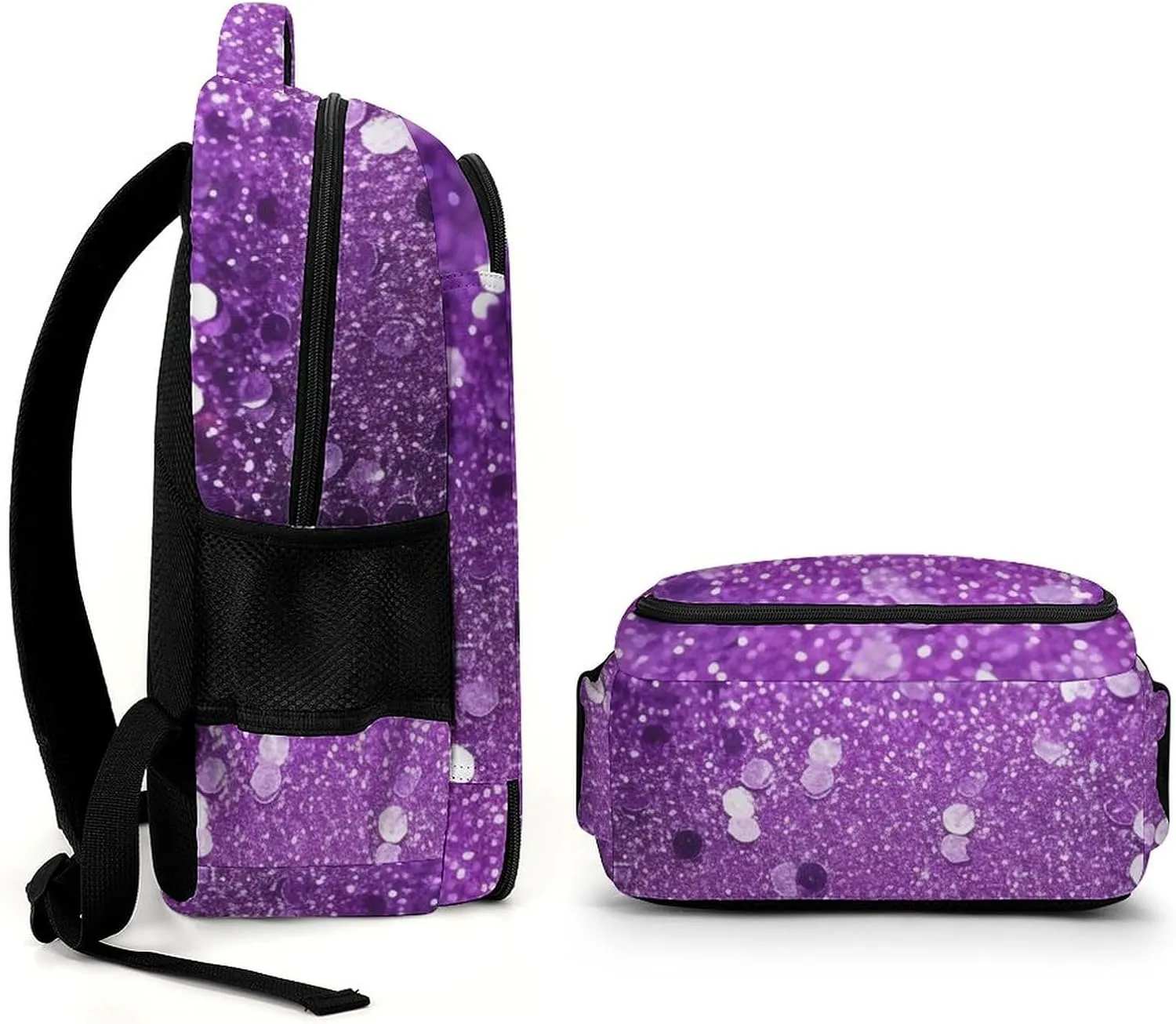 Laptop Backpack for Women Men Daypack Waterproof Sparkling Purple Glitter Computer Bag Business Work Bag for Travel