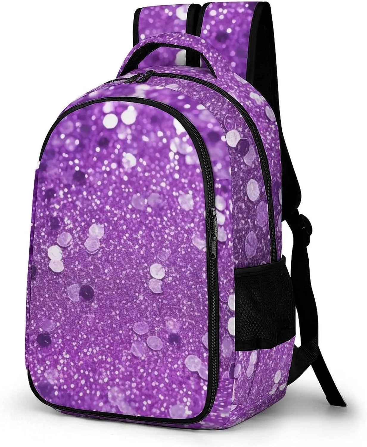 Laptop Backpack for Women Men Daypack Waterproof Sparkling Purple Glitter Computer Bag Business Work Bag for Travel