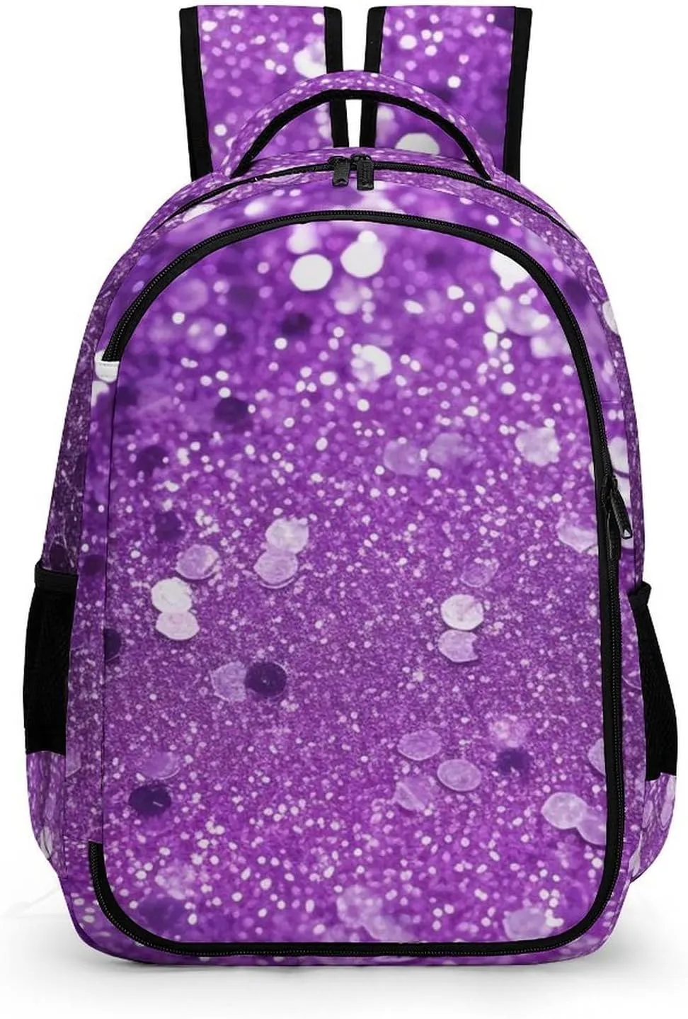 Laptop Backpack for Women Men Daypack Waterproof Sparkling Purple Glitter Computer Bag Business Work Bag for Travel