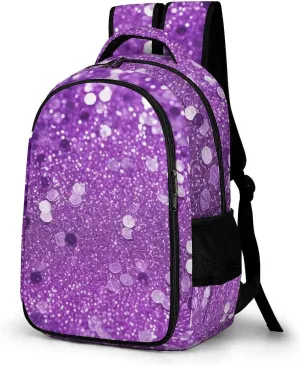 Laptop Backpack for Women Men Daypack Waterproof Sparkling Purple Glitter Computer Bag Business Work Bag for Travel
