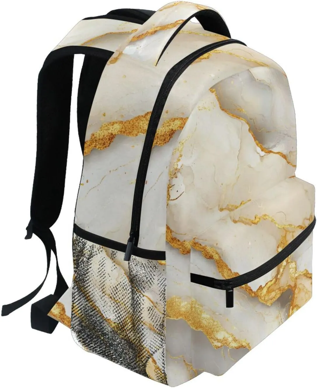 Laptop Backpack for Women Men Waterproof Business Work Bag with Chest Strap for College Work Marble White Yellow