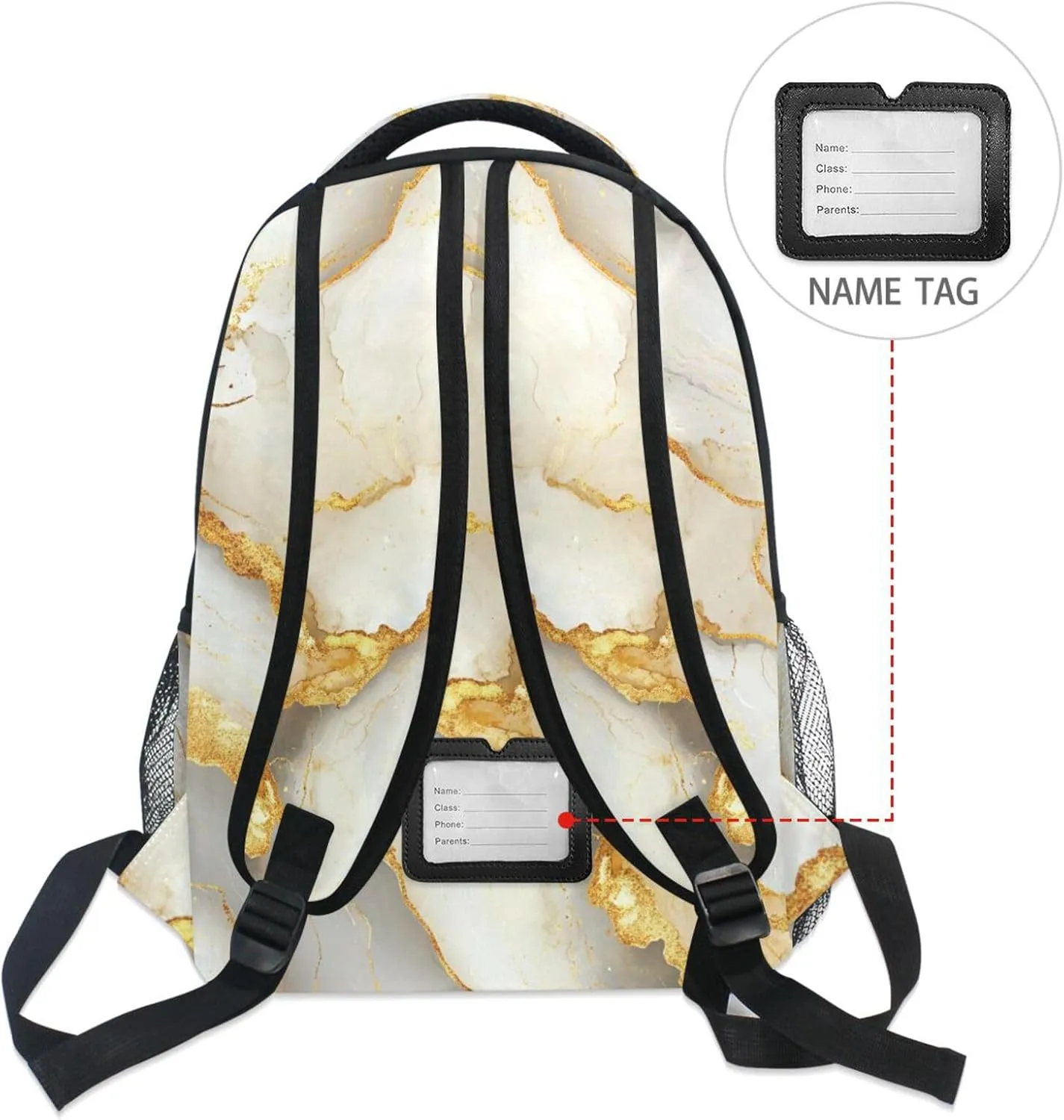 Laptop Backpack for Women Men Waterproof Business Work Bag with Chest Strap for College Work Marble White Yellow