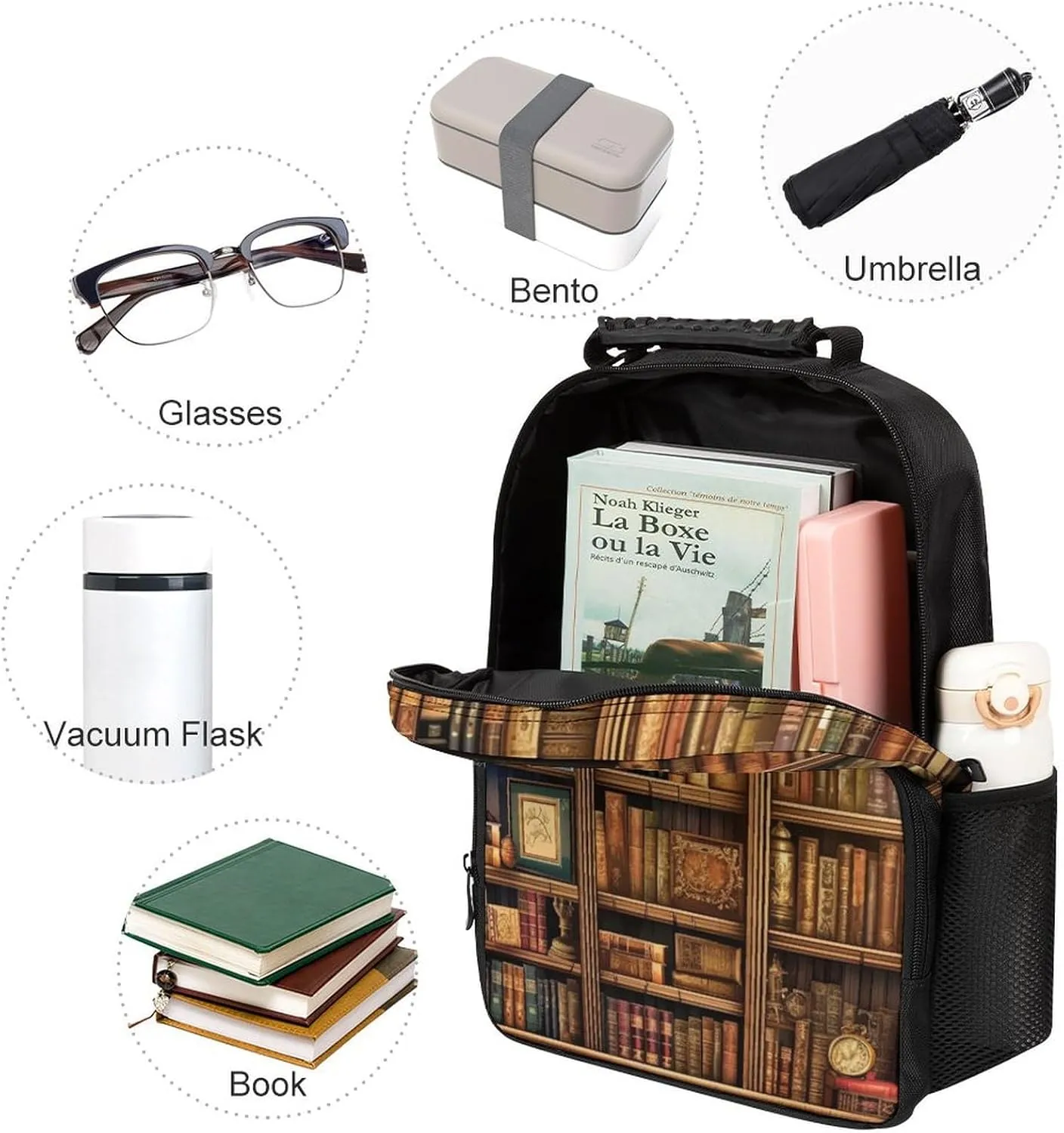 Laptop Backpack Library Bookshelf Book Daypack Computer Bag Travel Laptop Bag Casual Nurse Bag for Women Men